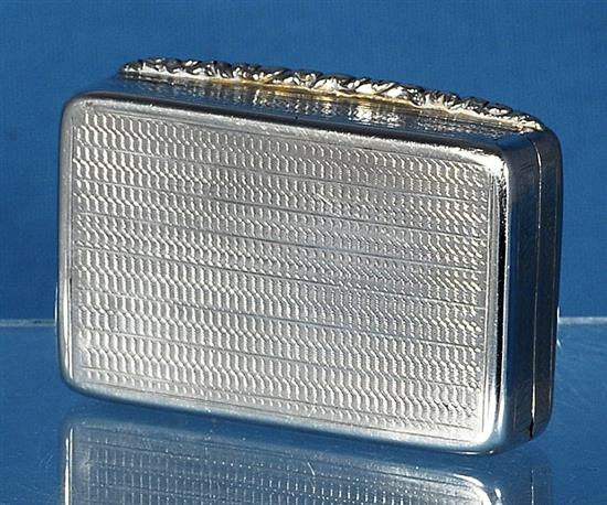 A George IV engine turned silver snuff box, Length 68mm Weight 2oz/63grms